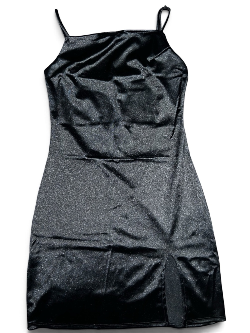 Fashion Nova Black Shimmer Slip Mini Dress